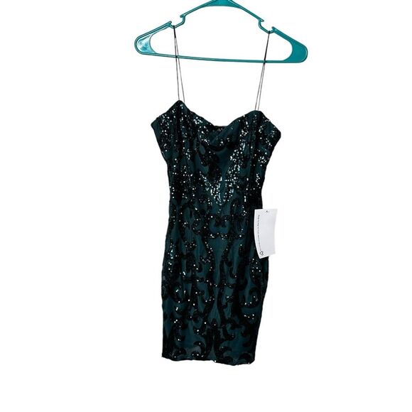 NEW Lovely day hunter green short sequin homecoming prom dress - Picture 2 of 9